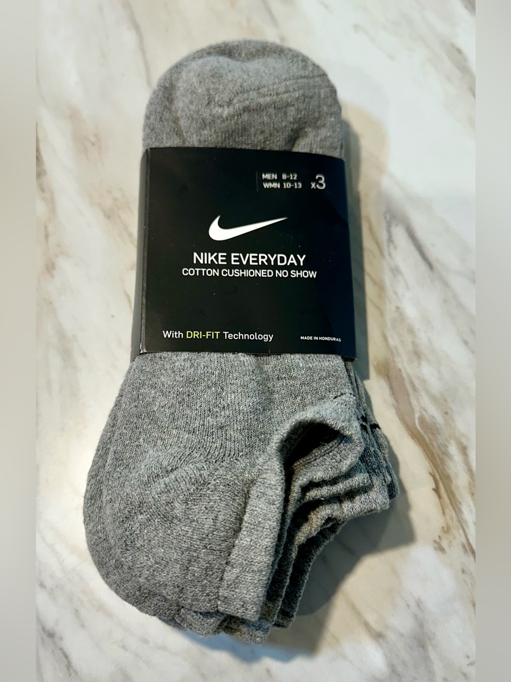 Nike Everyday Men's Gray No-Show Cotton Socks - Pack of 3